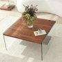 Hanah Home Mesa de Centro Aqua - Chestnut con Cristal Templado